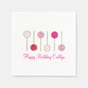 Happy Birthday Pink Mattiert Cake Pops Serviette