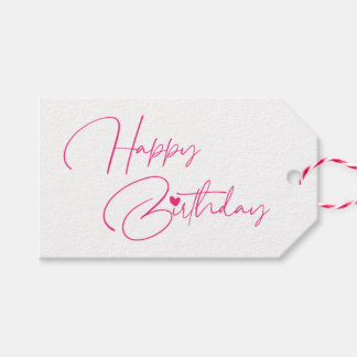 Happy Birthday Pink Moderne Kalligrafie Einfach Geschenkanhänger
