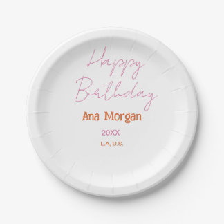 HAPPY BIRTHDAY PINK ORANGE NAME SIMPLE YEAR PLACE  PAPPTELLER