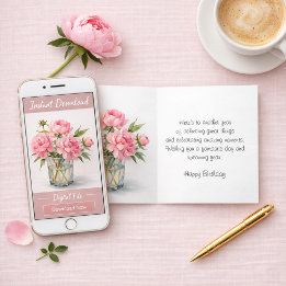 Happy Birthday Pink Peonies Greeting  Karte