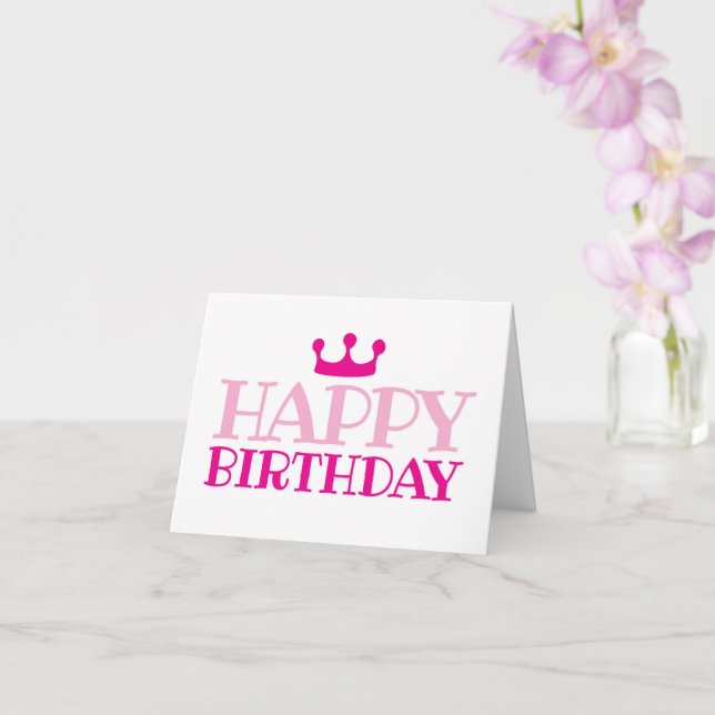 Happy Birthday Pink Princess Girl Folded Card Karte (Orchidee)