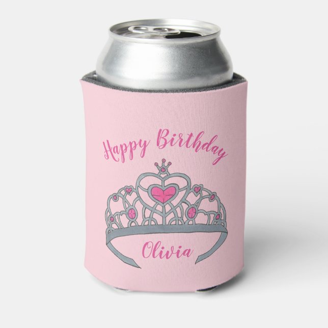 Happy Birthday Pink Princess Party Tiara Crown Dosenkühler (Kanne Rückseite)