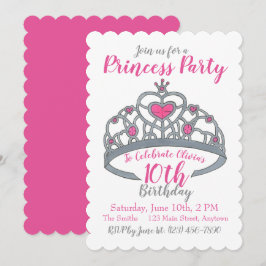 Happy Birthday Pink Princess Party Tiara Crown Einladung