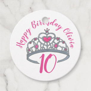 Happy Birthday Pink Princess Party Tiara Crown Geschenkanhänger
