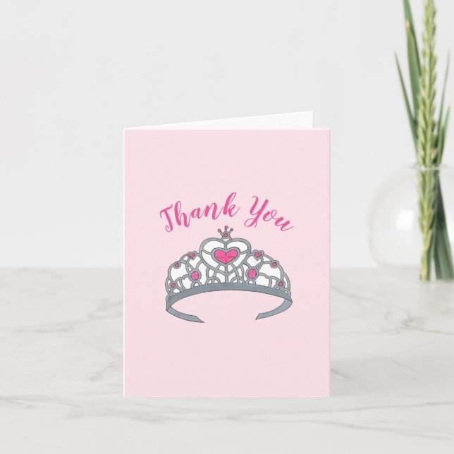 Happy Birthday Pink Princess Tiara Crown Dankeskarte (Vorderseite)