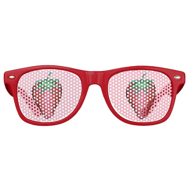 Happy Birthday Pink Red Sweet Strawberry Berries Partybrille (Vorderseite)