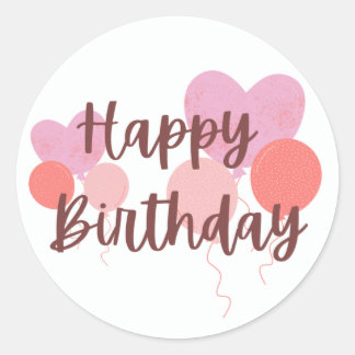 Happy Birthday Pink Runder Aufkleber