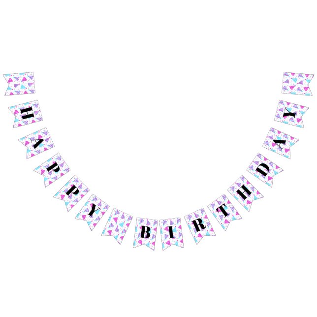 Happy Birthday Pink und Blue Party Hats Wimpelkette (Alle)