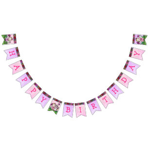Happy Birthday Pink und Lila Einhorn Fairy Wimpelkette
