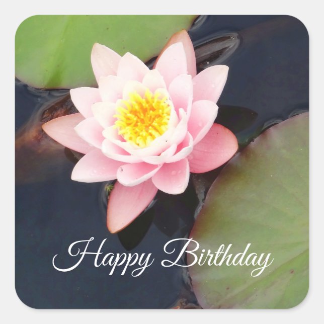 Happy Birthday Pink Water Lily #1-2 Stickers (Vorderseite)