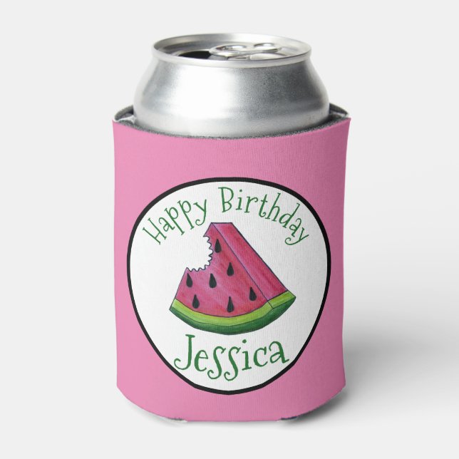 Happy Birthday Pink Watermelon Slice Frucht Picnic Dosenkühler (Kanne Vorderseite)