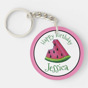 Happy Birthday Pink Watermelon Slice Frucht Picnic Schlüsselanhänger
