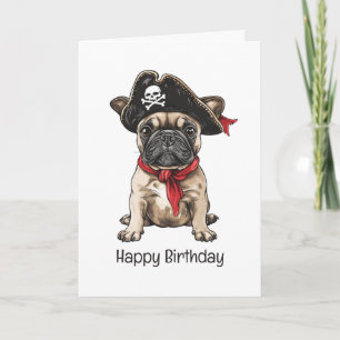 Happy Birthday Pirate French Bulldog Karte