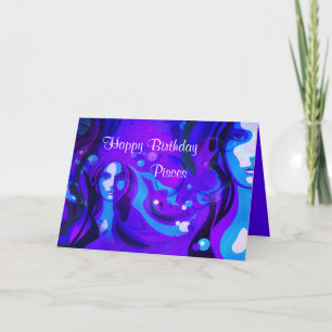 Happy Birthday Pisces Water Woman Grußkarte Karte