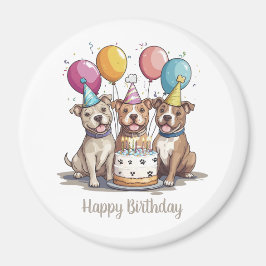 Happy Birthday Pit Bull Hunde Magnet