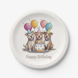 Happy Birthday Pit Bull Hunde Pappteller
