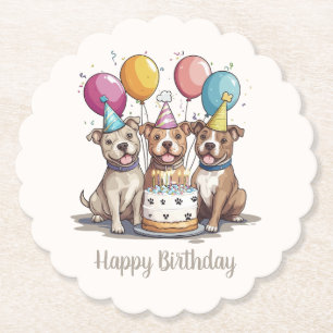 Happy Birthday Pit Bull Hunde Untersetzer