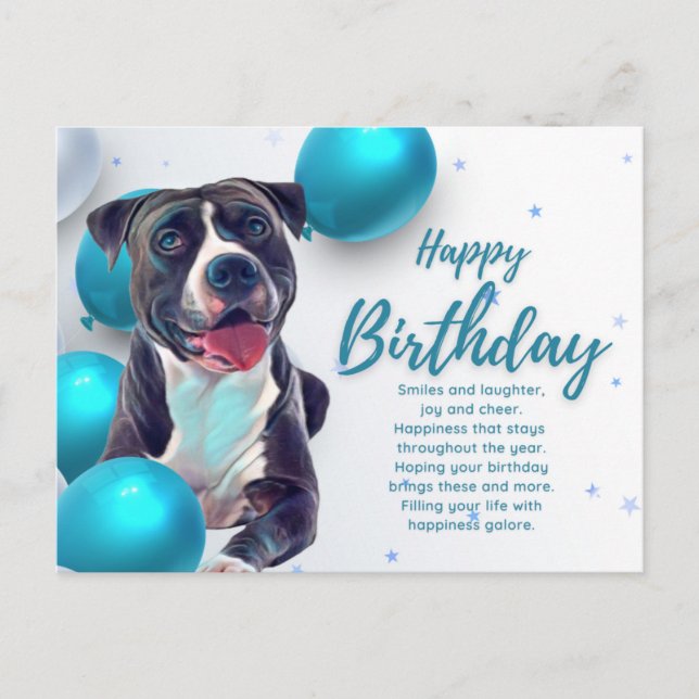 Happy Birthday Pit Bull Postcard Postkarte (Vorderseite)