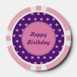 Happy Birthday Poker Chips (Lila & rosa)