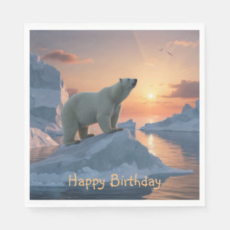 Happy Birthday Polar Bear Serviette