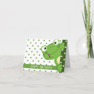 Happy Birthday Polka Dot and Frog Design Karte