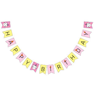 Happy Birthday Polka Dot Cat Wimpelkette