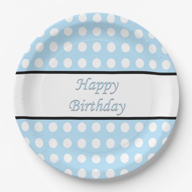 Happy Birthday Polka Dot Pappteller (Vorderseite)