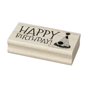 Happy Birthday Polka Dot Party Hat Rubber Briefmar Gummistempel