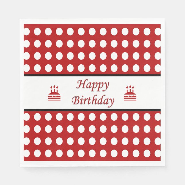 Happy Birthday Polka Dot Serviette (Vorderseite)