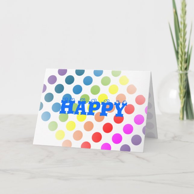 Happy Birthday Polka Dots Karte (Vorderseite)