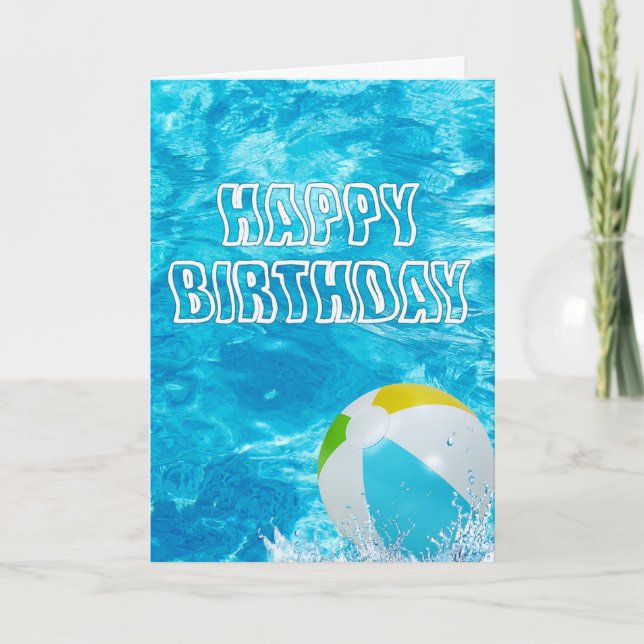 Happy Birthday Pool Wasser Karte (Vorderseite)