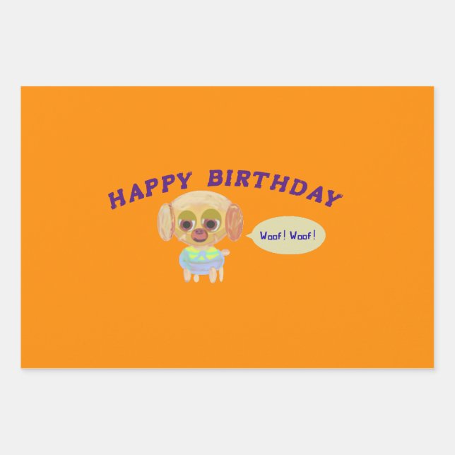 Happy Birthday Popcorn Anime Geschenkpapier Set (Vorderseite)