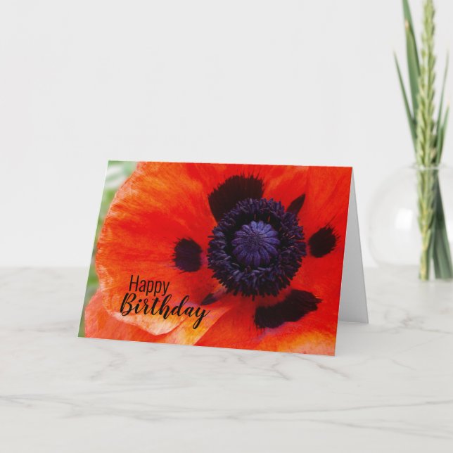 Happy Birthday Poppy Blume Karte (Vorderseite)