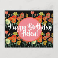 Happy Birthday Poppy Blumendamen Name Postcard