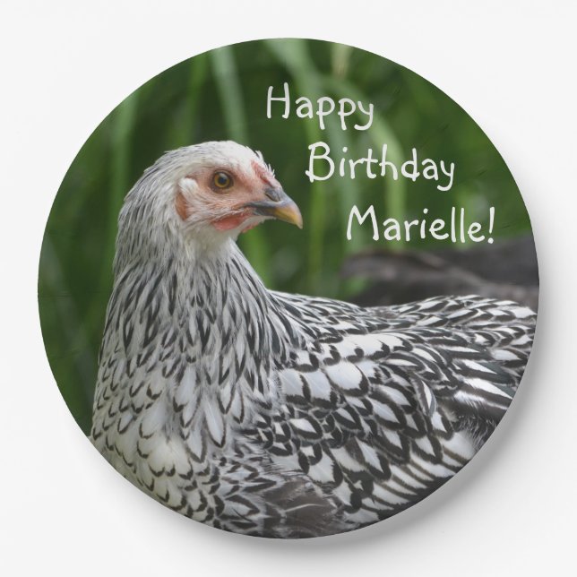 Happy Birthday Posing Chicken Pappteller (Vorderseite)