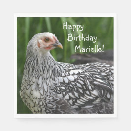 Happy Birthday Posing Chicken Serviette