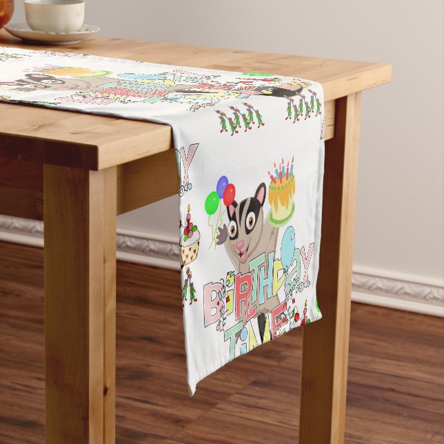 Happy Birthday Possum Cake Kurz Table Runner Kurzer Tischläufer (Beispiel)