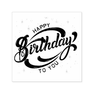 Happy Birthday Postcard Permastempel