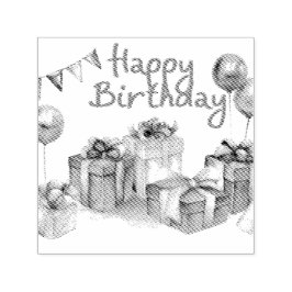 Happy Birthday Postcard Permastempel