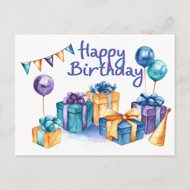 Happy Birthday Postcard Postkarte (Vorderseite)