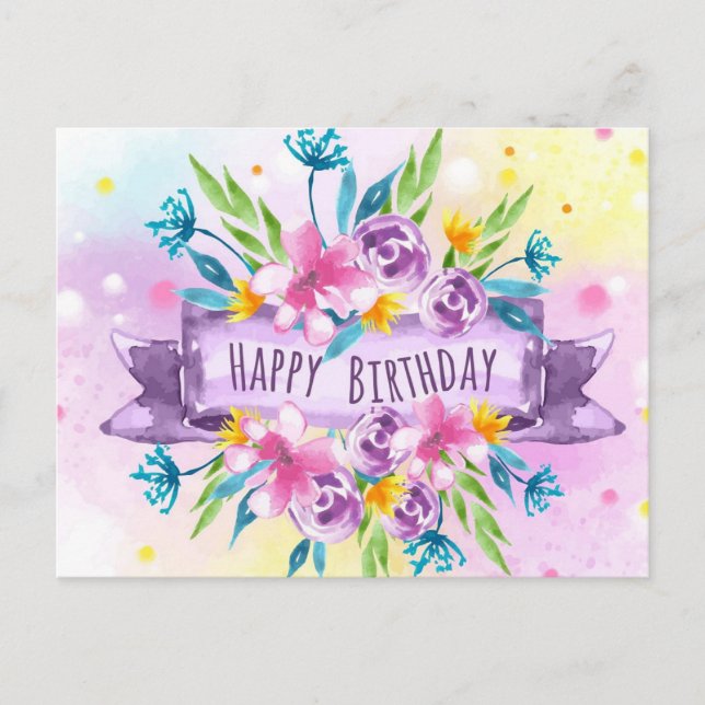 Happy Birthday Postcard Postkarte (Vorderseite)