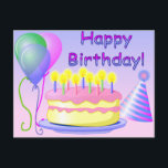 Happy Birthday Postcard Postkarte<br><div class="desc">Farbenfrohe Geburtstagskarte.</div>