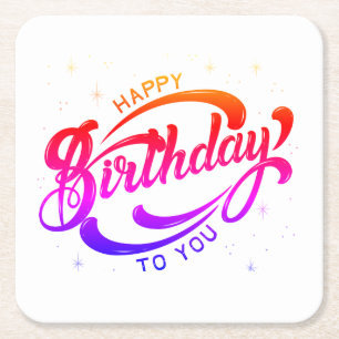 Happy Birthday Postcard Rechteckiger Pappuntersetzer