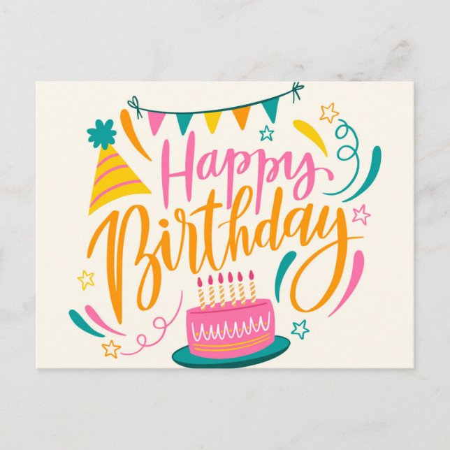 Happy Birthday Postkarte (Vorderseite)