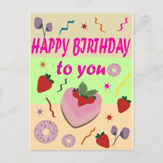 Happy Birthday Postkarte (Vorderseite)