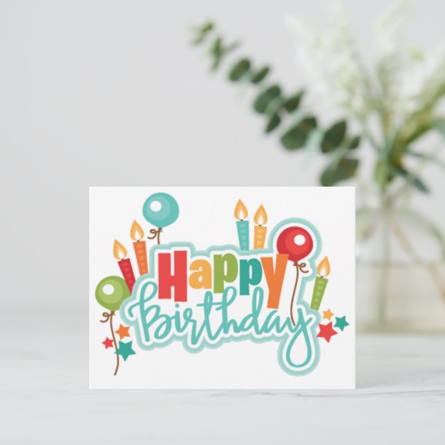 Happy Birthday Postkarte (Stehend Vorderseite)