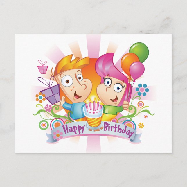 Happy Birthday Postkarte (Vorderseite)