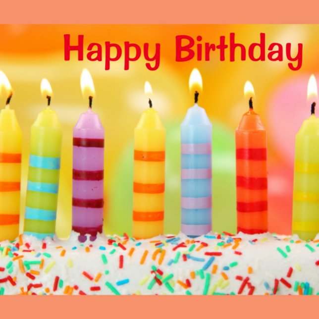 Happy Birthday Postkarte ("Happy Birthday Colorful Candles postcard")