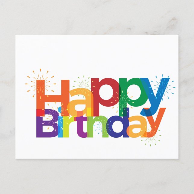 Happy Birthday Postkarte (Happy Birthday Text with Colorful Letters!)