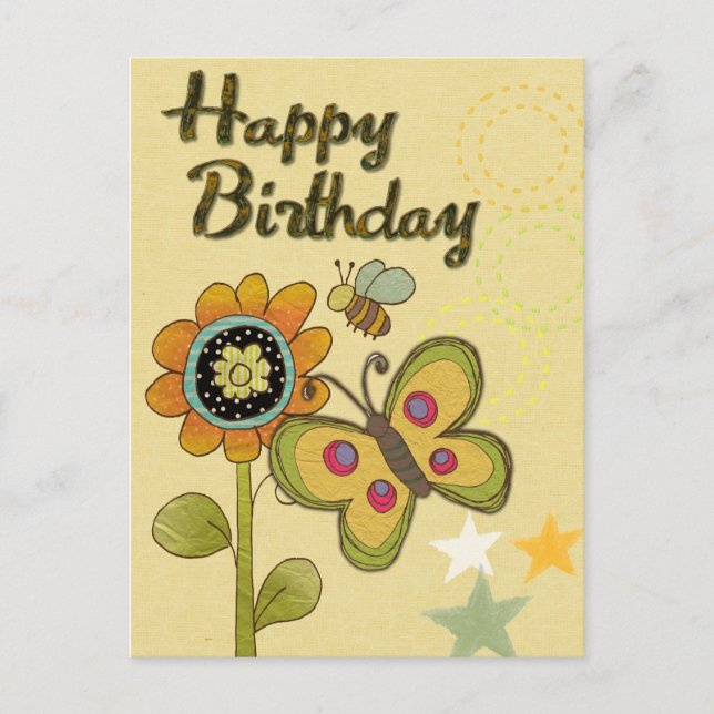 Happy Birthday Postkarte (Vorderseite)